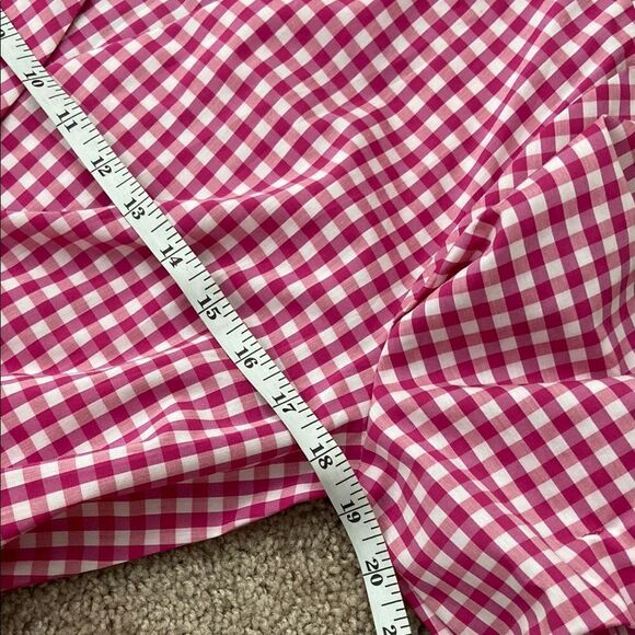 Halogen White & Pink Gingham Wrap Bishop Sleeve Top size Small - Picture 9 of 9